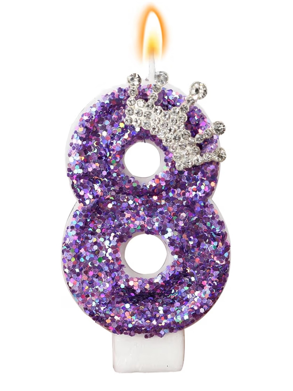 Amazon Glittery Purple Number 8 Cake Candle